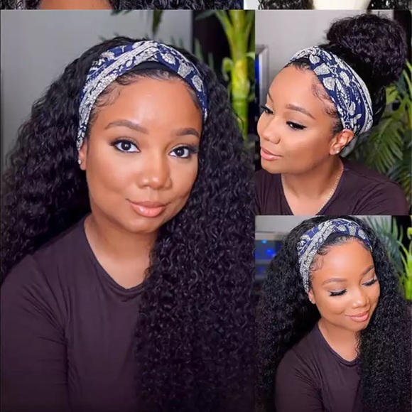 100%Human Hair Brazilian Water Wave Headband Wig - Picture 9 of 16